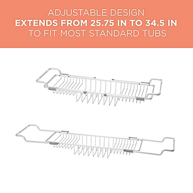 Squared Away&trade; NeverRust&reg; Aluminum Bathtub Caddy in Satin Chrome. View a larger version of this product image.
