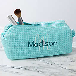 Playful Name Personalized Waffle Weave Makeup Bag in Mint