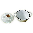 Alternate image 2 for Our Table&trade; 2 qt. Enameled Cast Iron Dutch Oven with Gold Lid Knob in Ivory