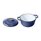Alternate image 3 for Our Table&trade; 6 qt. Enameled Cast Iron Dutch Oven with Gold Lid Knob in Dark Denim
