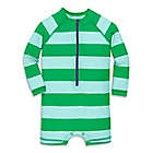 Alternate image 0 for Primary&reg; Unisex  Size 18-24M Stripes 1-Piece Baby Rash Guard in Green Apple/Mist