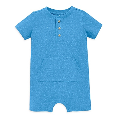 Primary&reg; Unisex  Size 6-12M Henley Shortie Romper in Washed Blueberry. View a larger version of this product image.