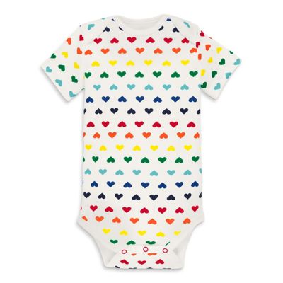 Primary&reg; Unisex  Heart Print Organic Cotton Bodysuit in Rainbow