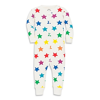 Primary&reg; Unisex  Size 6-9M Stars Organic Cotton Zip Romper in Ivory/Rainbow. View a larger version of this product image.