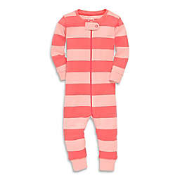 Primary® Unisex  Newborn Bold Stripe Organic Cotton Zip Romper in Watermelon/Flamingo
