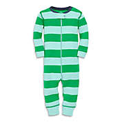 Primary&reg; Unisex  Newborn Bold Stripe Organic Cotton Zip Romper in Green Apple/Mist