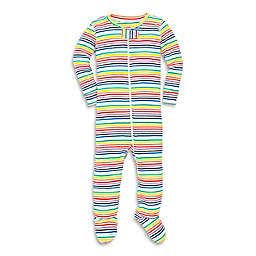 Primary® Unisex  Newborn Mini Stripe Organic Cotton Zip Footie in Rainbow/Ivory