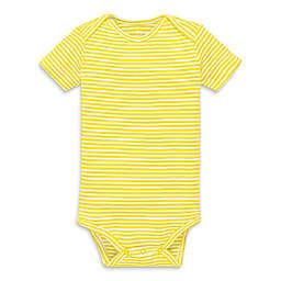 Primary® Unisex  Newborn Mini Stripe Organic Cotton Bodysuit in Sunshine/Ivory