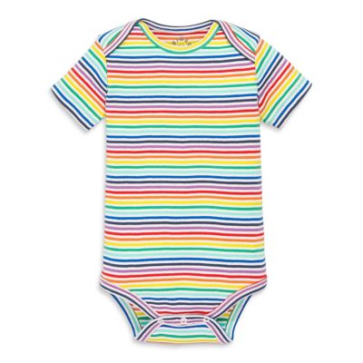 Primary&reg; Unisex  Mini Stripe Organic Cotton Bodysuit in Rainbow