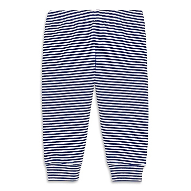 Primary&reg; Unisex Size 6-12M Mini Stripe Organic Cotton Baby Pant in Cobalt/Ivory. View a larger version of this product image.