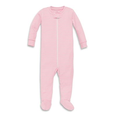 Primary&reg; Unisex  Size 0-3M Mini Stripe Organic Cotton Zip Footie in Blossom/Ivory