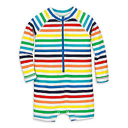 Primary® Unisex  Size 3-6M 1-Piece Rainbow Stripe Rash Guard Swimsuit in Rainbow/Ivory