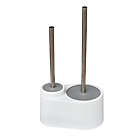 Alternate image 1 for Simply Essential&trade; Metal/Plastic Toilet Brush and Plunger Set in White/Silver