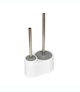 Set de cepillo y bomba para inodoro de metal Simply Essential™ color blanco