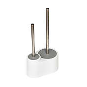 Simply Essential&trade; Metal/Plastic Toilet Brush and Plunger Set in White/Silver