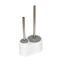 Simply Essential™ Metal/Plastic Toilet Brush and Plunger Set in White/Silver