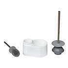 Alternate image 2 for Simply Essential&trade; Metal/Plastic Toilet Brush and Plunger Set in White/Silver