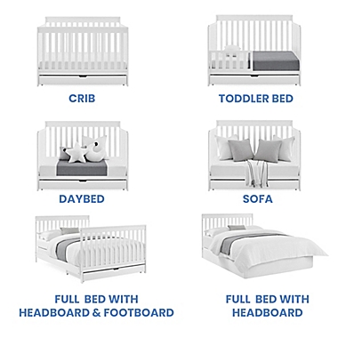 Delta Children Mercer Deluxe 6-in-1 Convertible Crib with Trundle in Bianca White. View a larger version of this product image.