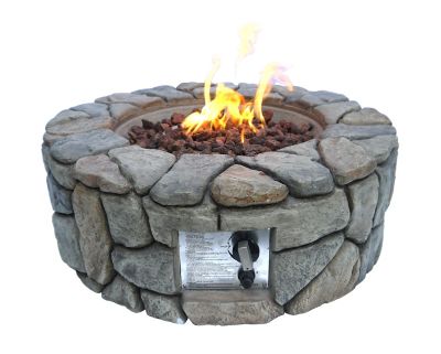 Teamson Home 27-Inch Outdoor Round Stone Propane Gas Fire Pit