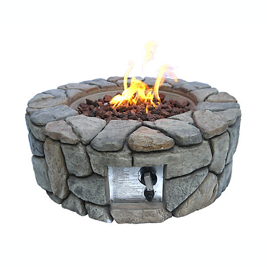 Alternate image 1 for Teamson Home 27-Inch Outdoor Round Stone Propane Gas Fire Pit