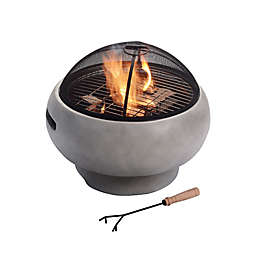 Teamson Home 20-Inch Outdoor Round Stone Wood Burning Fire Pit