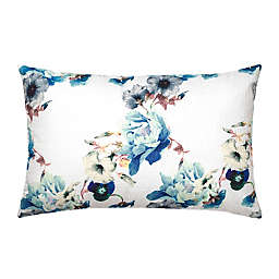 Linum Home Textiles Morning Glories Decorative Lumbar Pillow Cover in Blue/Off-White