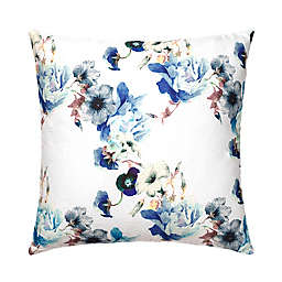 Linum Home Textiles Morning Glories Decorative Square Pillow Cover in Blue/Off-White