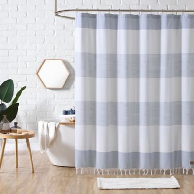 Shower Stall Shower Curtain Pique Stripe Pale Silver Taupe Jacquard 54x78 NEW 