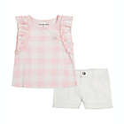 Alternate image 0 for Calvin Klein&reg; 2-Piece CK Logo Ruffle Top and Shorts Set in Pink/White