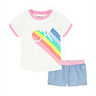 Alternate image 0 for Calvin Klein&reg; Size 18M 2-Piece CK Logo T-Shirt and Shorts Set in Rainbow