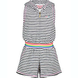 Juicy Couture® Size 12M Striped Hoodie Romper in Black/White