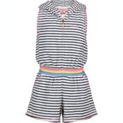 Juicy Couture&reg; Striped Hoodie Romper in Black/White