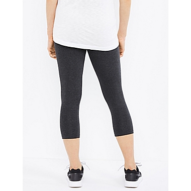 A Pea in the Pod Small Luxe Essentials Ultra Soft Crop Maternity Leggings in Grey. View a larger version of this product image.