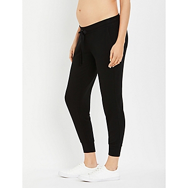 A Pea in the Pod&reg; Medium Under Belly French Terry Maternity Jogger Pant in Black. View a larger version of this product image.