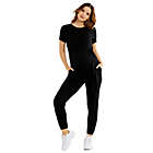 Alternate image 0 for A Pea in the Pod&reg; Essentials Large Luxe Short Sleeve Maternity Jumpsuit in Black