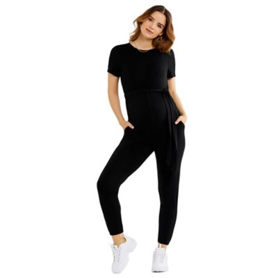 A Pea in the Pod&reg; Essentials Large Luxe Short Sleeve Maternity Jumpsuit in Black