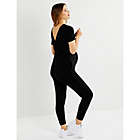 Alternate image 2 for A Pea in the Pod&reg; Essentials Large Luxe Short Sleeve Maternity Jumpsuit in Black