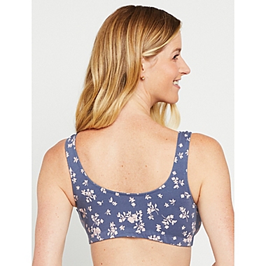 Motherhood Maternity&reg; Medium Cotton Wrap Maternity And Nursing Sleep Bra in Navy Floral. View a larger version of this product image.