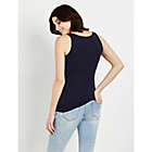 Alternate image 1 for Motherhood Maternity&reg; Small Side Ruched Scoop Neck Maternity Tank Top in Navy