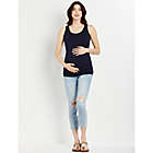 Alternate image 3 for Motherhood Maternity&reg; Small Side Ruched Scoop Neck Maternity Tank Top in Navy