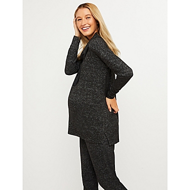 Motherhood Maternity&reg; Large Hacci Cowl Neck Maternity Long Sleeve Tunic in Charcoal. View a larger version of this product image.