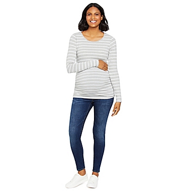 Motherhood Maternity&reg; X-Small 2-Pack BumpStart Long Sleeve Tops in Blue. View a larger version of this product image.