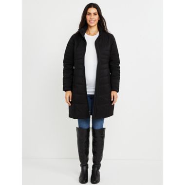 Maternity Motherhood&reg; Core Puffer Maternity Jacket in Black. View a larger version of this product image.