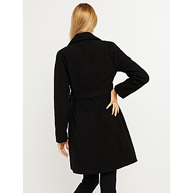 Motherhood Maternity&reg; X-Large Belted Maternity Wrap Coat in Black. View a larger version of this product image.
