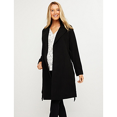 Motherhood Maternity&reg; X-Large Belted Maternity Wrap Coat in Black. View a larger version of this product image.