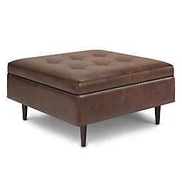 Simpli Home™ Shay Large Coffee Table Storage Ottoman in Chestnut Brown