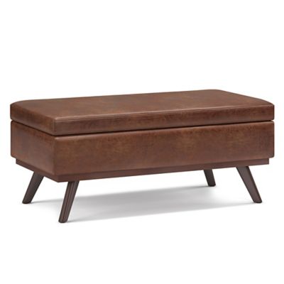 Flash Furniture Ascalon Upholstered Ottoman Pouf in Brown Fabric 