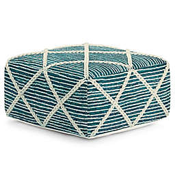 Simpli Home™ Cowan Square Pouf in Teal/Natural