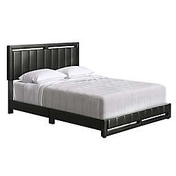 E-Rest Huxley Queen Faux Leather Upholstered Platform Bed in Black