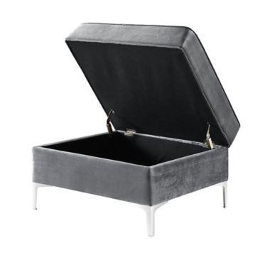 Inspired Home Clarinda Velvet Ottoman. View a larger version of this product image.